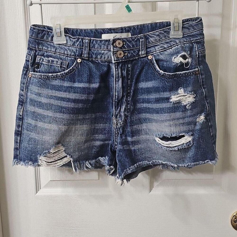 KanCan Distressed High Rise Denim Cutoff Shorts Size Large